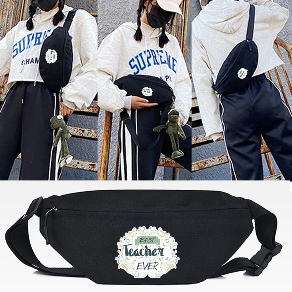 Letters Print Waist Bag Hip Hop Women Street Chest Bag Female High Fanny Pack