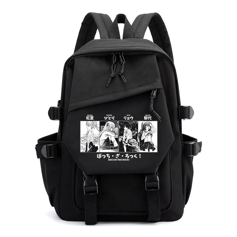 Bocchi The Rock Anime Zip Big Backpack Unisex Teens School Bags
