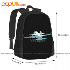 Boeing 737 Max Shadow Backpack Large Capacity Vintage Schoolbag 3d Printing