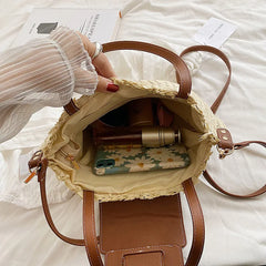 Bohemia Semi-circular Bag Large Rattan Shoulder Beach Crossbody Handbag