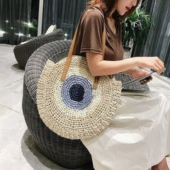 Bohemia Women Round Handbag Straw Shoulder Bag