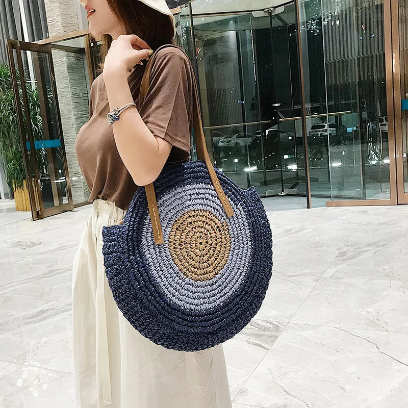 Bohemia Women Round Handbag Straw Shoulder Bag