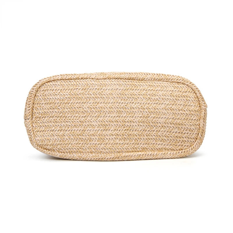Bohemian Beach Casual Tote Bag Ladies Straw Rattan Crossbody Bucket Bag