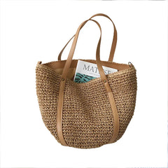 Boho Hand-woven Women's Shoulder Handbag Straw Beach Tote Bag