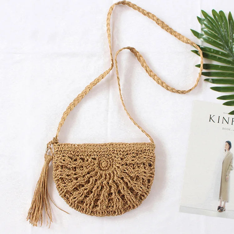 Bohemian Straw Woven Shoulder Bag Hollow Out Rattan Handbag