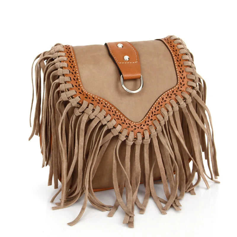 Boho Tassel Crossbody Bag Large Capacity Shoulder Bag for Women