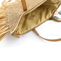 Boho Tassel Women Straw Bag Rattan Shoulder Bags Large Capacity Handbags