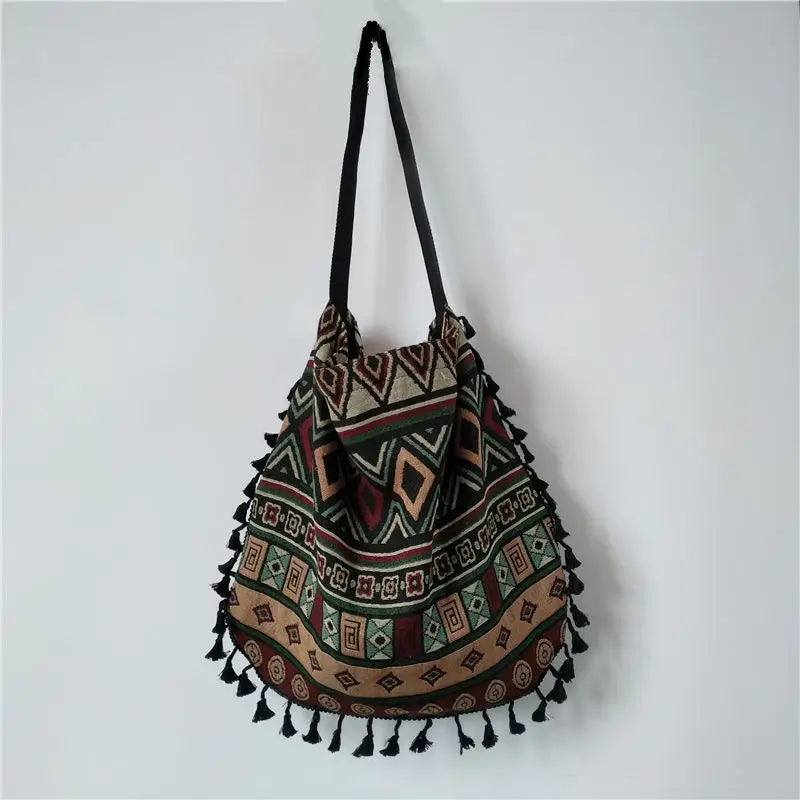 Bohemian Vintage Tassel Shoulder Bag Women Underarm Tote All-match