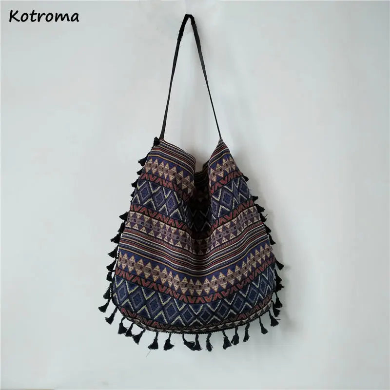 Bohemian Vintage Tassel Shoulder Bag Women Underarm Tote All-match