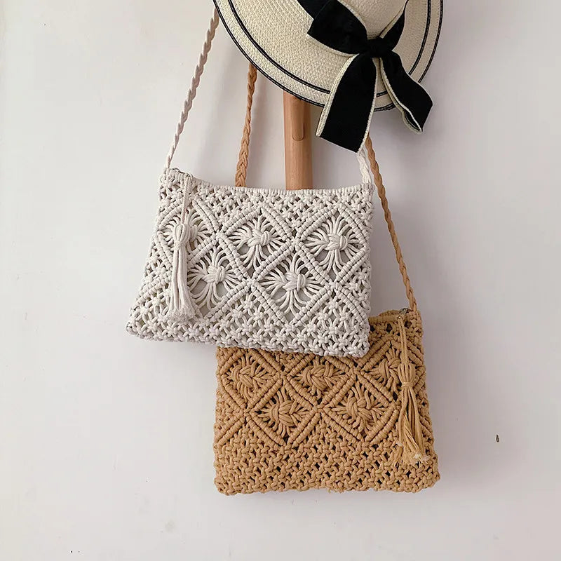 Boho Women Straw Beach Bag Shoulder Messenger Summer Travel Shop