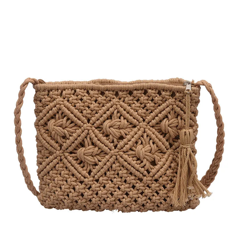 Boho Women Straw Beach Bag Shoulder Messenger Summer Travel Shop