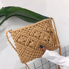 Boho Women Straw Beach Bag Shoulder Messenger Summer Travel Shop