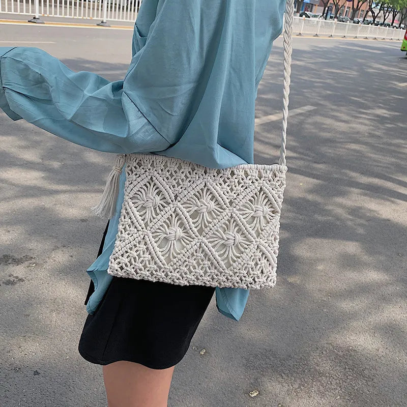 Boho Women Straw Beach Bag Shoulder Messenger Summer Travel Shop