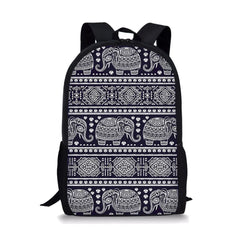 Boho Elephant Print Girls School Bags Retro All-match Backpacks Waterproof