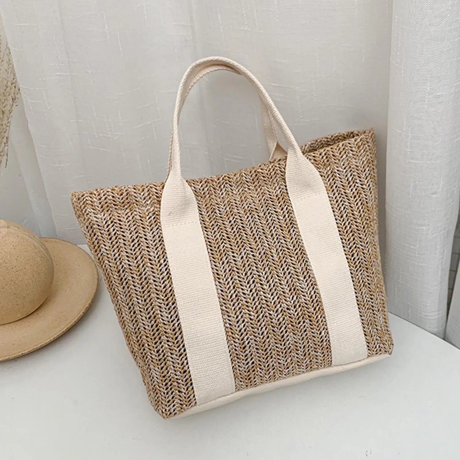 Boho Woven Handbag Large Rattan Tote Beach Travel Women Gift