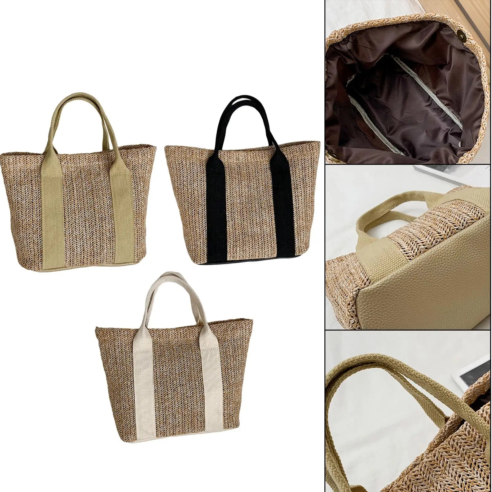 Boho Woven Handbag Large Rattan Tote Beach Travel Women Gift