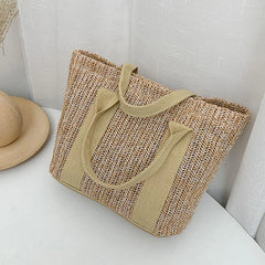 Boho Woven Handbag Large Rattan Tote Beach Travel Women Gift
