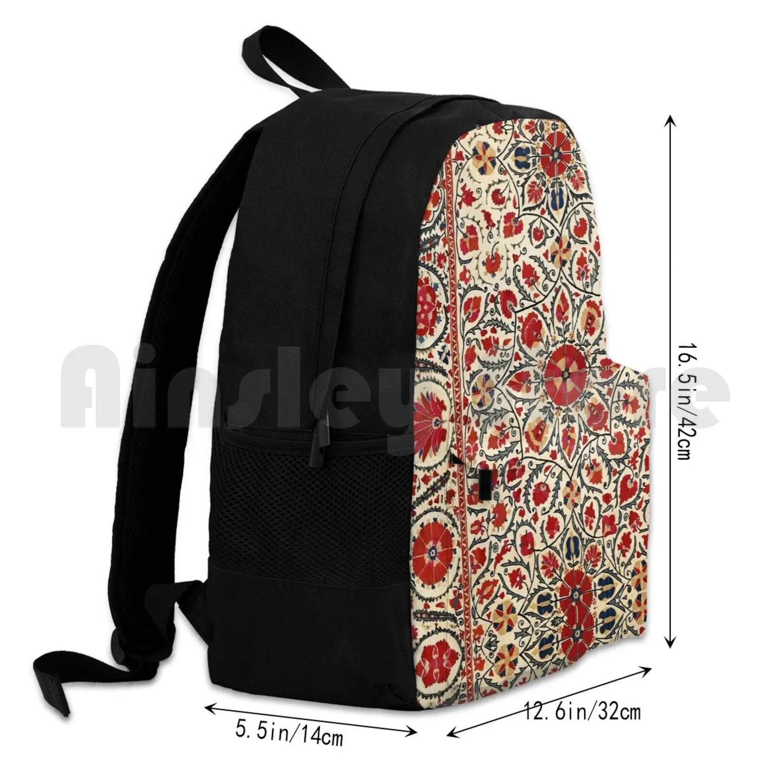Vintage Bokhara Suzani Embroidery Print Outdoor Backpack