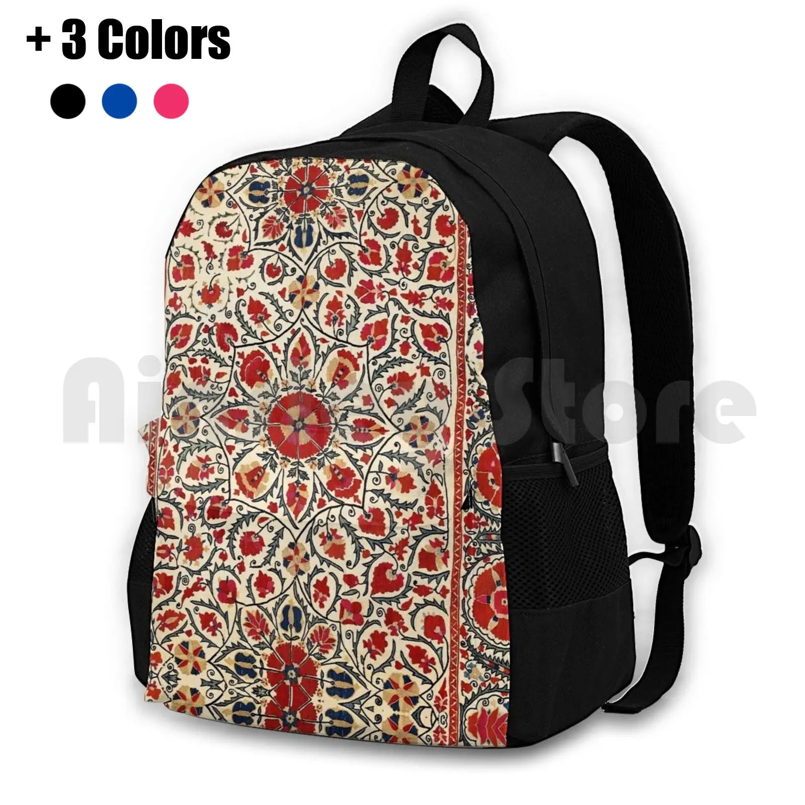 Vintage Bokhara Suzani Embroidery Print Outdoor Backpack