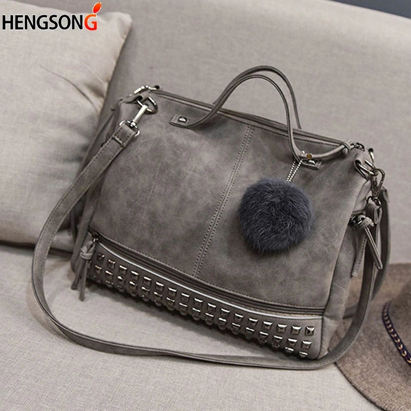 Vintage Nubuck Leather Top-handle Bags for Women
