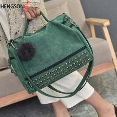 Vintage Nubuck Leather Top-handle Bags for Women