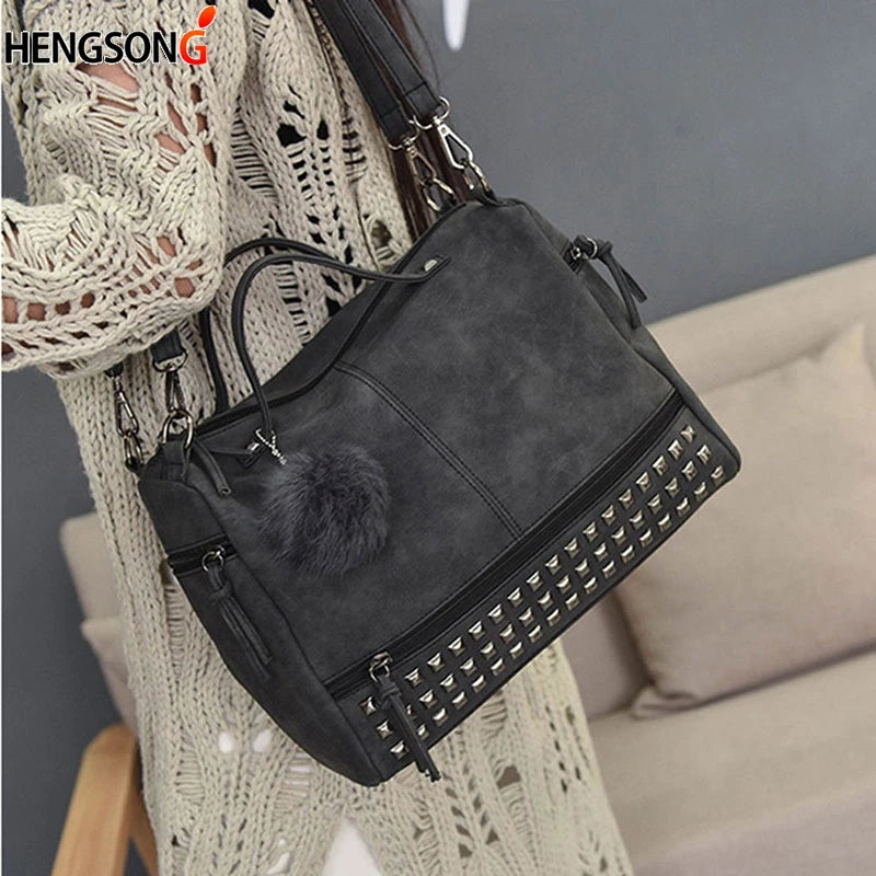 Vintage Nubuck Leather Top-handle Bags for Women