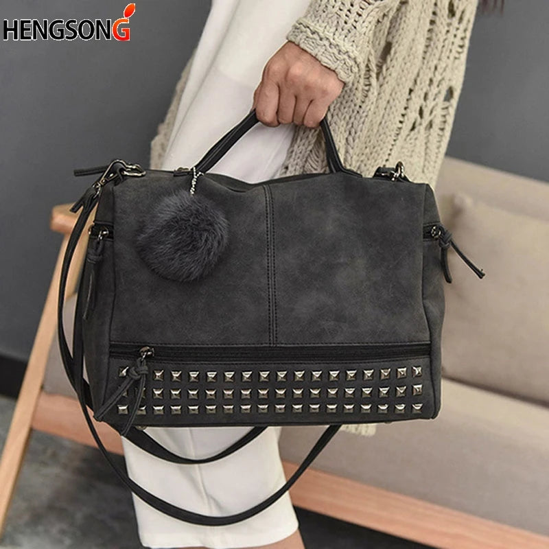 Vintage Nubuck Leather Top-handle Bags for Women