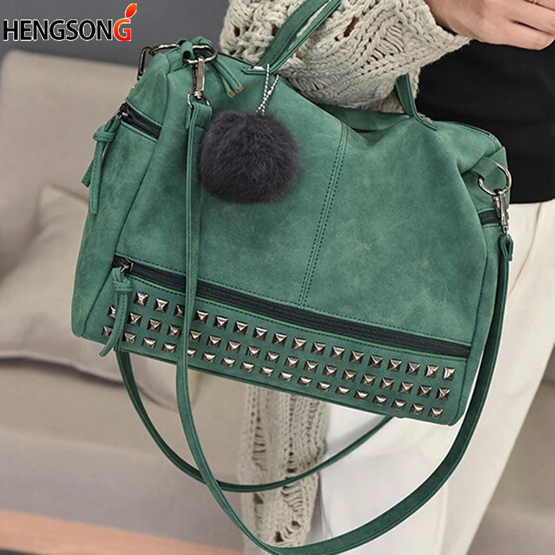 Vintage Nubuck Leather Top-handle Bags for Women