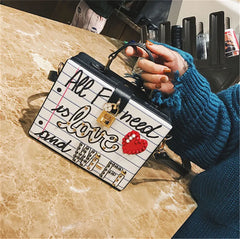 Women's Printed Letter Small Square Handbag