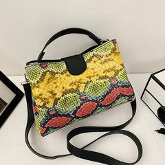 Serpentine Shoulder Bag PU Leather Crossbody Bag Lady Bucket Bag