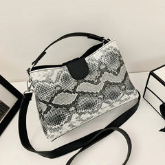 Serpentine Shoulder Bag PU Leather Crossbody Bag Lady Bucket Bag