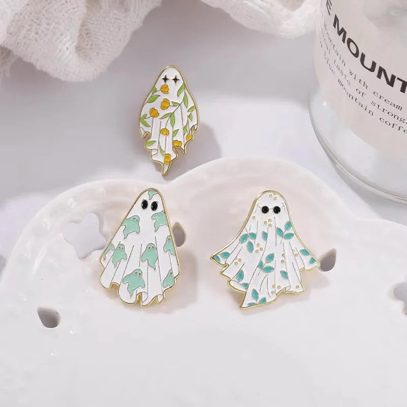 Spooky Ghost Enamel Pins Halloween Brooches Funny Jewelry