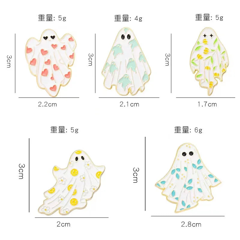 Spooky Ghost Enamel Pins Halloween Brooches Funny Jewelry
