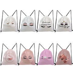 Cute Eyelash Print Drawstring Backpack for Girls