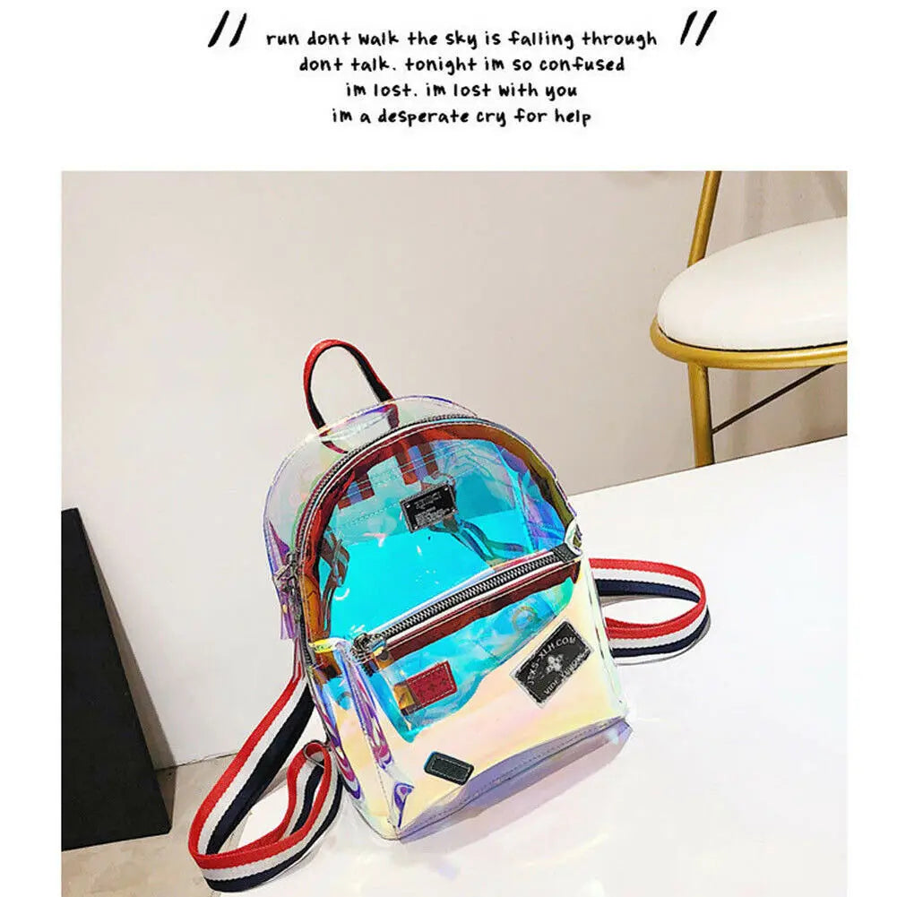Laser Jelly Transparent Mini Backpack Girl School PVC