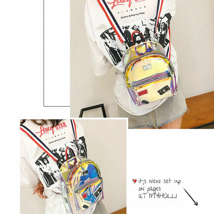 Laser Jelly Transparent Mini Backpack Girl School PVC