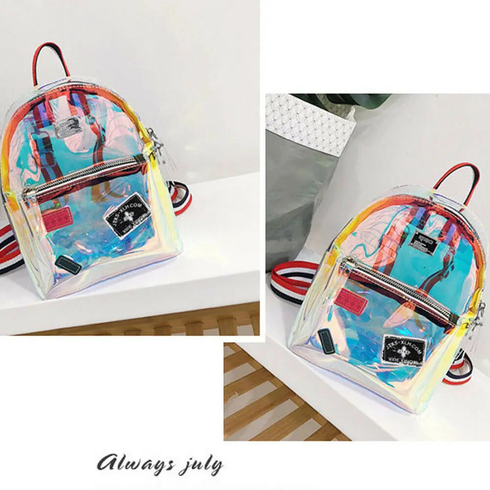 Laser Jelly Transparent Mini Backpack Girl School PVC