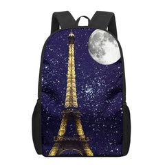 Eiffel Tower 3D Print School Bag Set for Kids