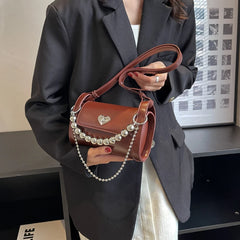 Boston Leather Women's Shoulder Bag Chain Crossbody Tote