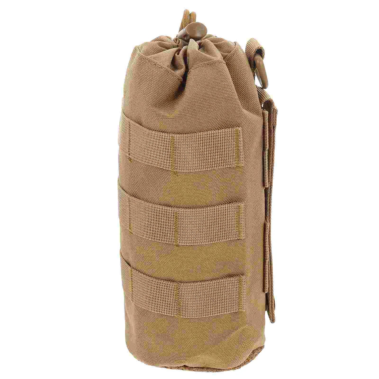 Canvas Water Bottle Holder with Shoulder Strap, Insulated Mesh Carrier Bag