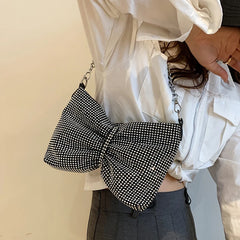 Rhinestone Evening Handbag Silvery Crystal Wedding Party Bag