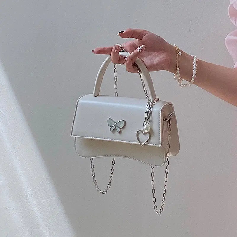 Bow Clutch Purse Ladies Pu Leather Tote Handbags Hot Girls Chains Messenger Bags