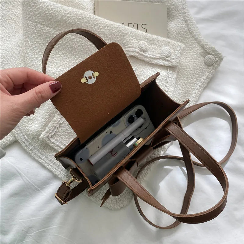 Small Square Bag Messenger Bags for Women Vintage Pu Leather Ladies Shoulder Bag