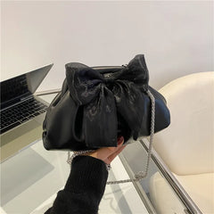 Bow Handbag Crossbody Bags for Women Pleated Shoulder Bag Wedding Party Evening