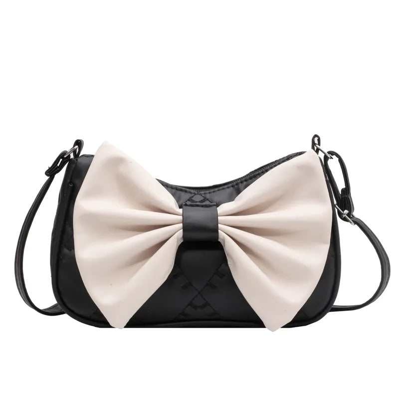 Bow Messenger Bags for Women Shoulder Bags Ladies Handbags Pu Leather Female Vin