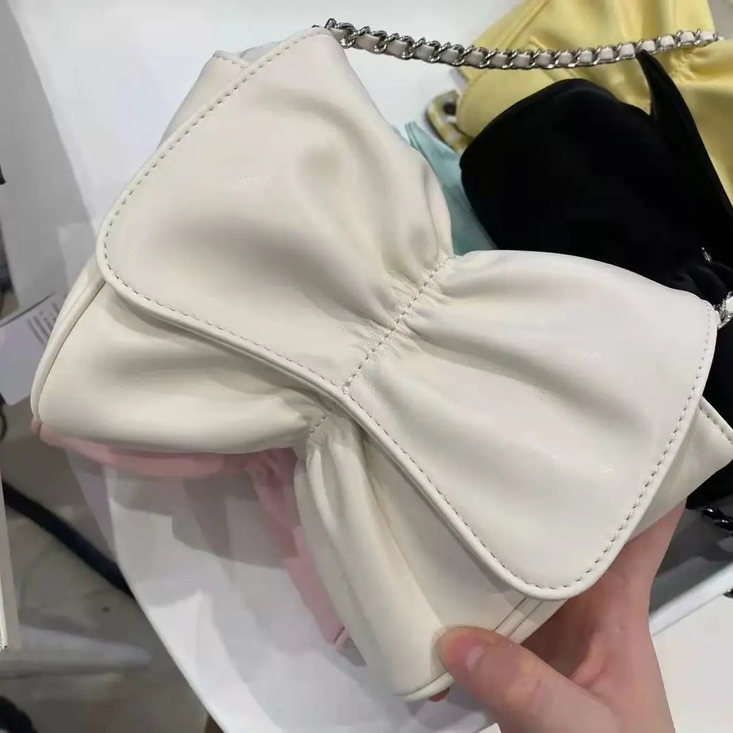 Bow Pleated Shoulder Bags Women Ins Sweet Ladies Underarm Bag