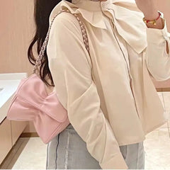 Bow Pleated Shoulder Bags Women Ins Sweet Ladies Underarm Bag