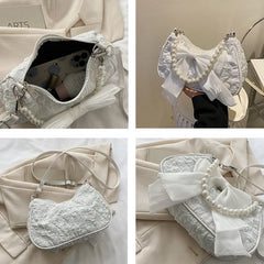 Bow Shoulder Bags Women Folds Cross-body Underarm Bag Females