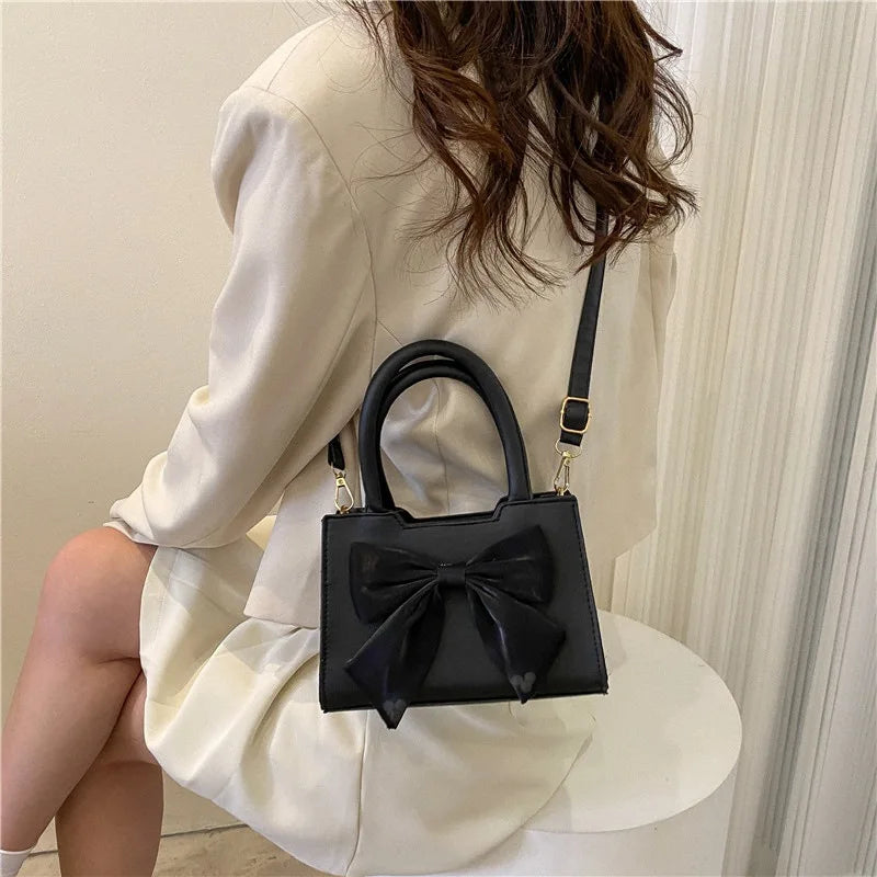 Bowknot Women Shoulder Bags INS Female Tote Bag Solid Crossbody Handbags
