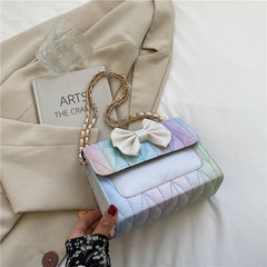 Rainbow Bowtie Crossbody Bag Chain Purse